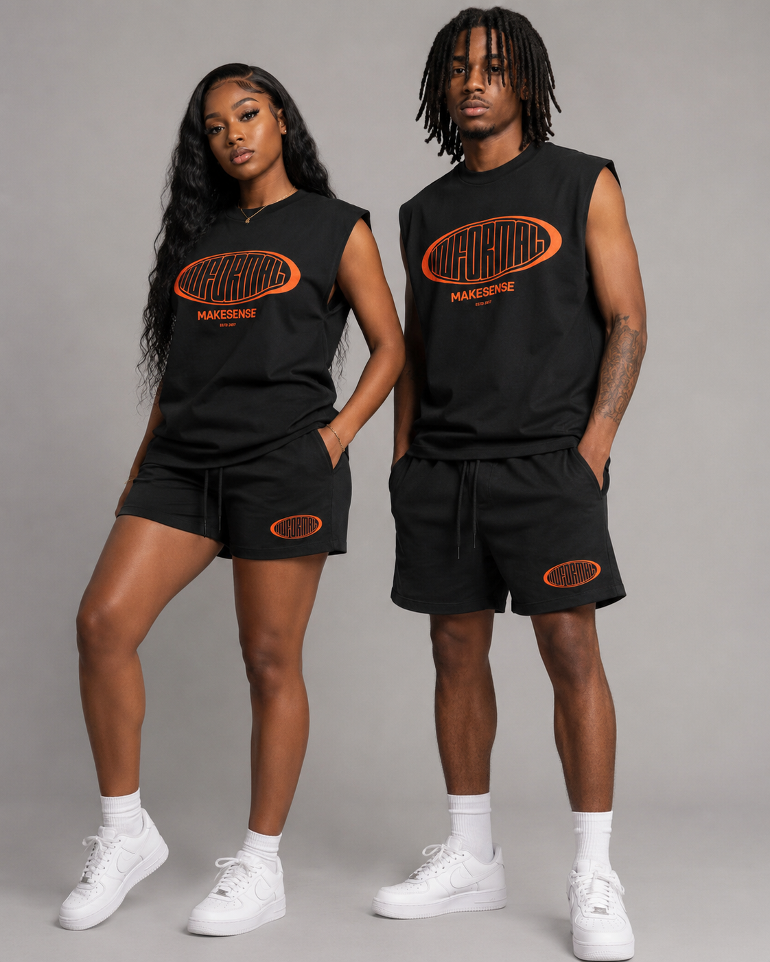INFORMAL Makesense Shorts – Black/Orange - Informal Clothing