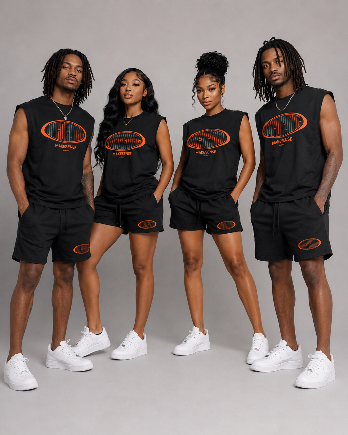 INFORMAL Makesense Muscle Vest – Black/white/Orange - Informal Clothing